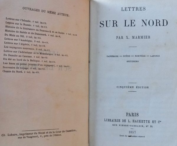 Lettres sur le Nord X.Marnier 1857