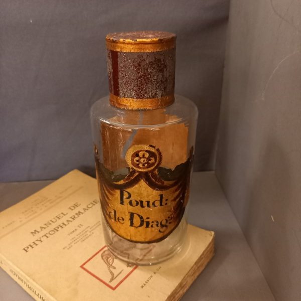 Flacon de Pharmacie Verre soufflé et gravé époque XIXè
