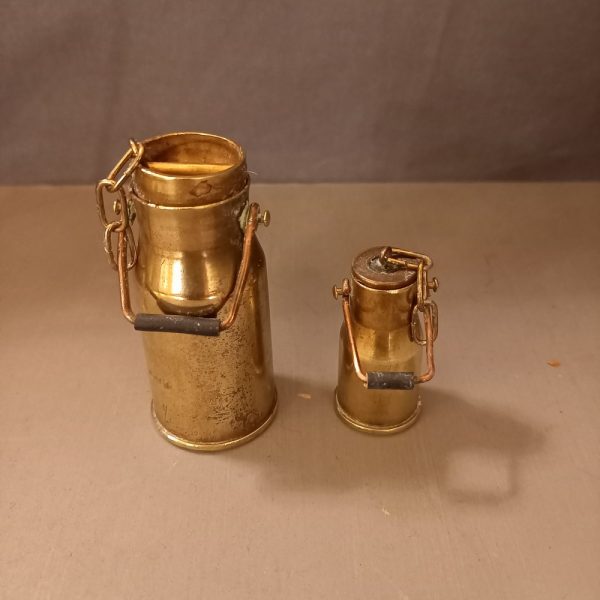 2 Bidons de Lait Miniatures réalisés par les poilus pendant la guerre de 14-18