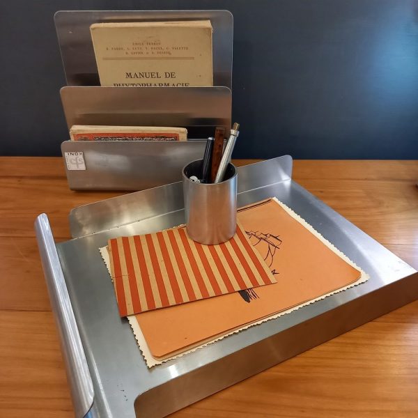Set de Bureaux Design,Inox:Porte courrier et Documents, Pot à crayon