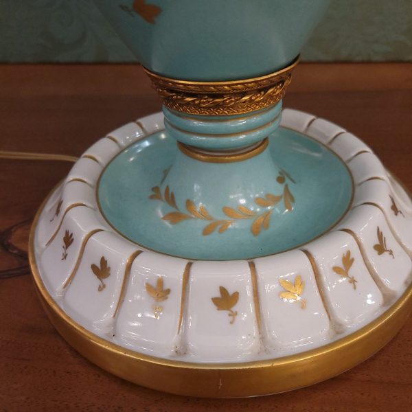Grande Lampe  Porcelaine Rose et Turquoise Fin XIXè