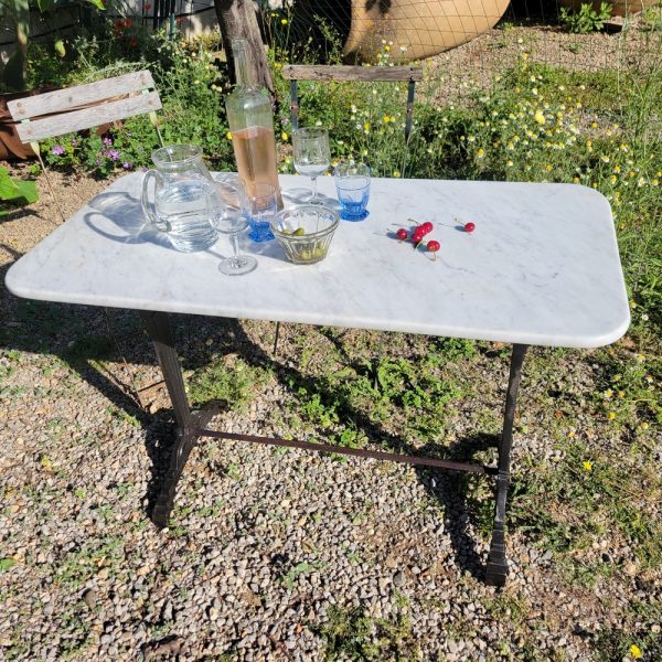 Table Bistrot Art-Déco Marbre & Fonte