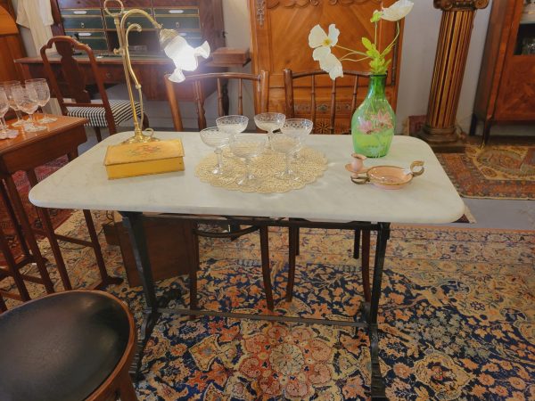 Table Bistrot Art-Déco Marbre & Fonte