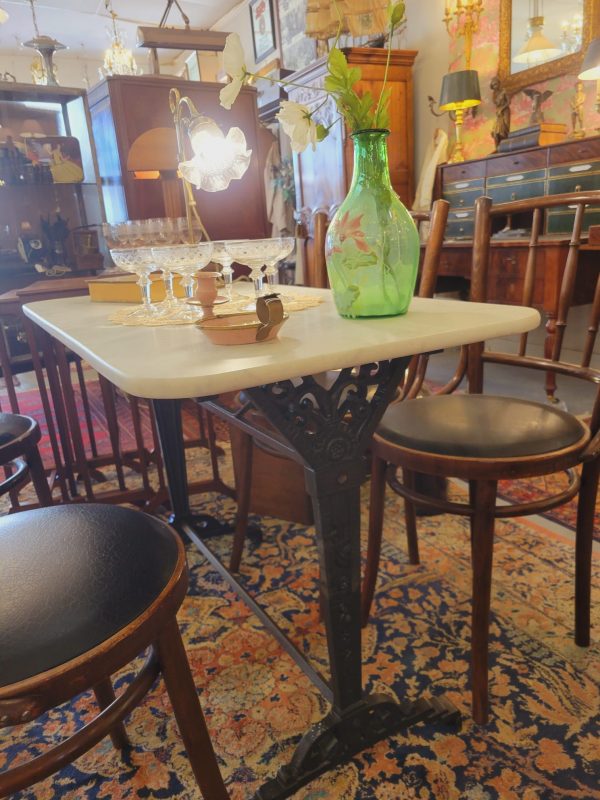 Table Bistrot Art-Déco Marbre & Fonte