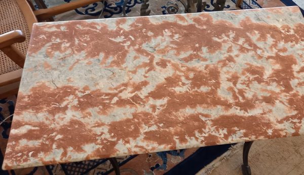 Table Bistrot Ancienne Marbre Rouge & Fonte Epoque 1900