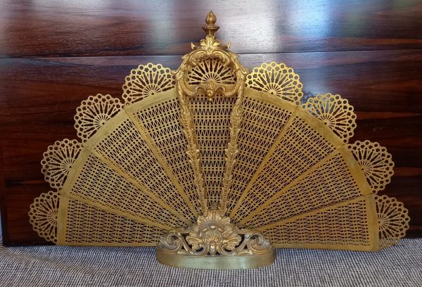 Pare-Feu Eventail Bronze, Laiton Epoque 1900