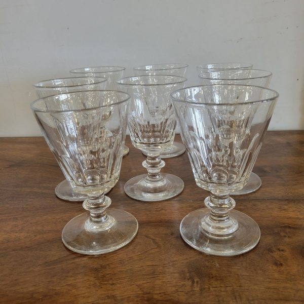 8 Verres à Vin Cristal Soufflé époque 1900