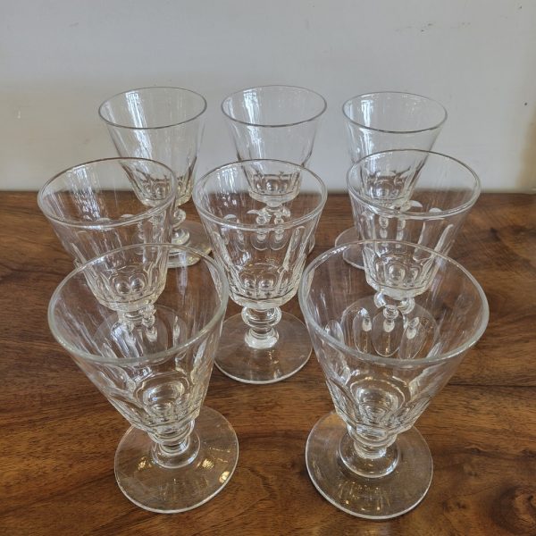 8 Verres à Vin Cristal Soufflé époque 1900
