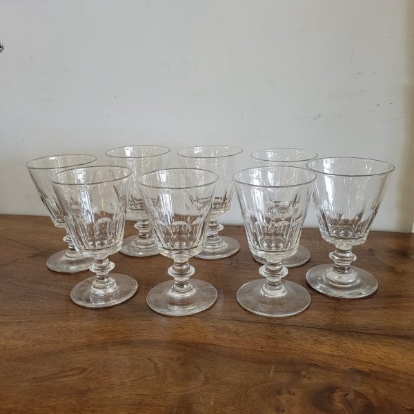8 Verres à Vin Cristal Soufflé époque 1900