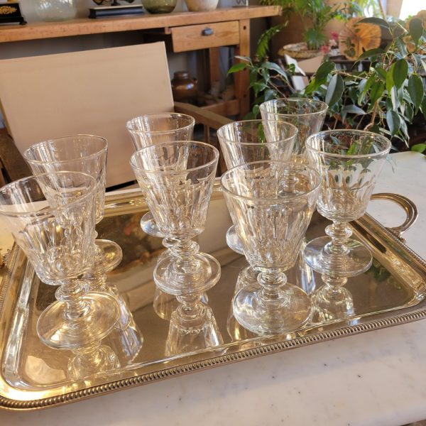 8 Verres à Vin Cristal Soufflé époque 1900