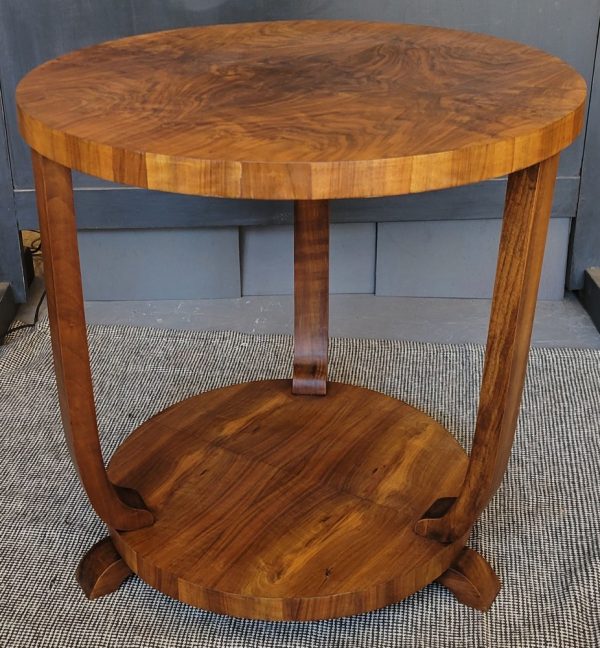 Guéridon,Rond, Art-Déco,Noyer,Années 1930,tabledappoint,table,basse,vintage,