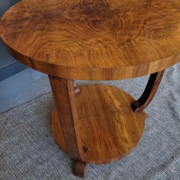 Guéridon,Rond, Art-Déco,Noyer,Années 1930,tabledappoint,table,basse,vintage,