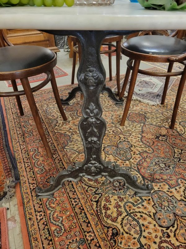 Table Bistrot Ancienne Marbre Blanc & Fonte