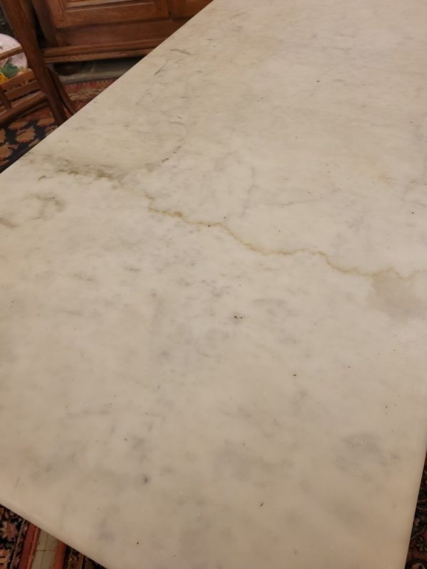 Table Bistrot Ancienne Marbre Blanc & Fonte