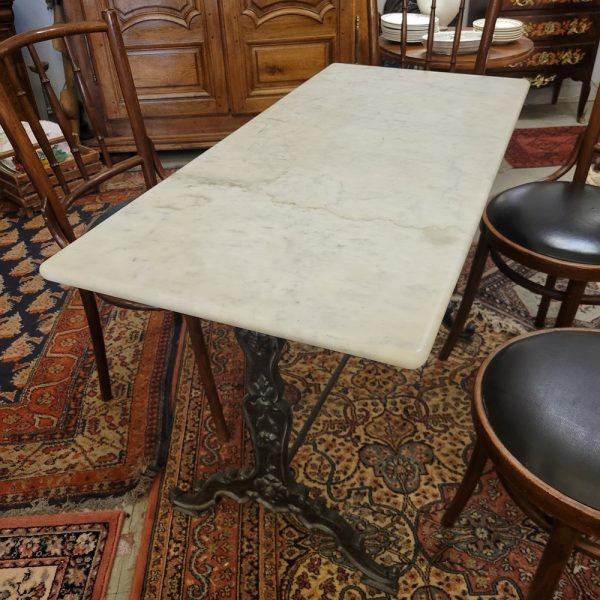 Table Bistrot Ancienne Marbre Blanc & Fonte