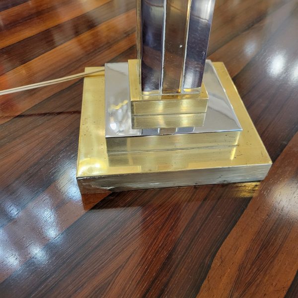 Pied de Lampe Laiton et Métal Chromé Années 1970