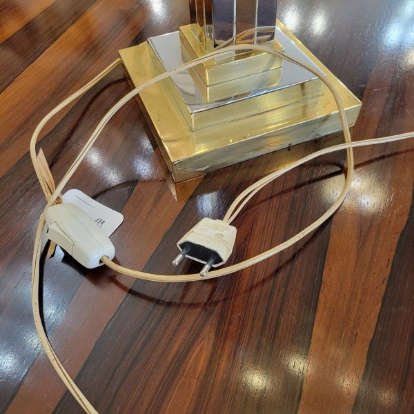 Pied de Lampe Laiton et Métal Chromé Années 1970