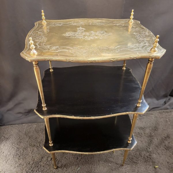 Tablettes Napoléon III Bois Noirci et Laiton  Epoque XIXè, Décor d'Anges