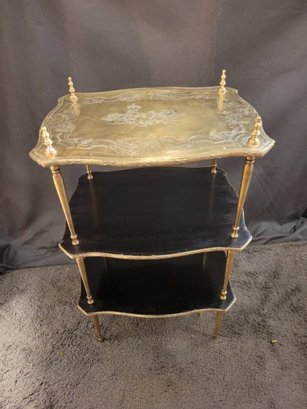 Tablettes Napoléon III Bois Noirci et Laiton  Epoque XIXè, Décor d'Anges