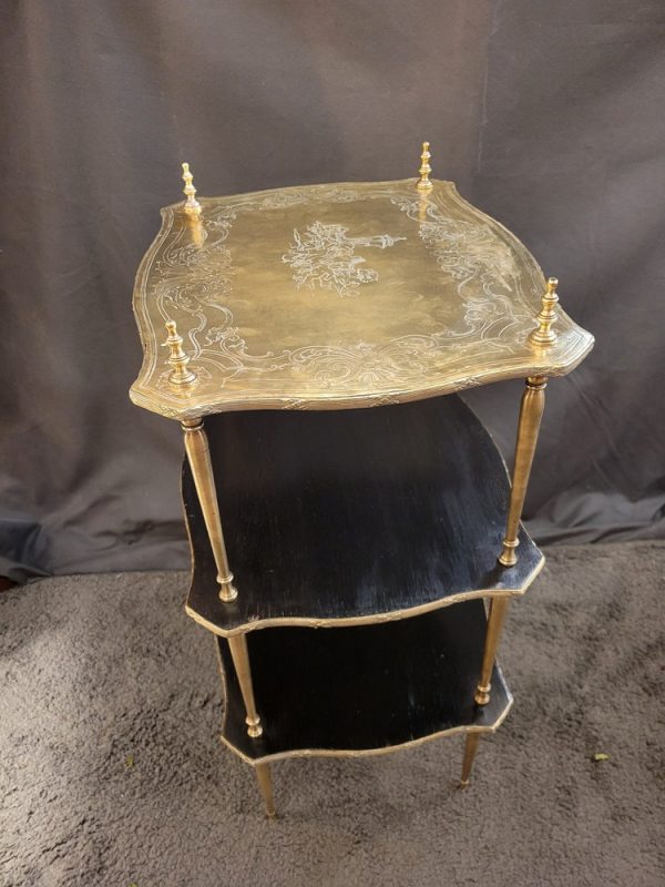 Tablettes Napoléon III Bois Noirci et Laiton  Epoque XIXè, Décor d'Anges