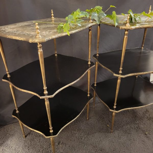 Tablettes Napoléon III Bois Noirci et Laiton  Epoque XIXè, Décor d'Anges
