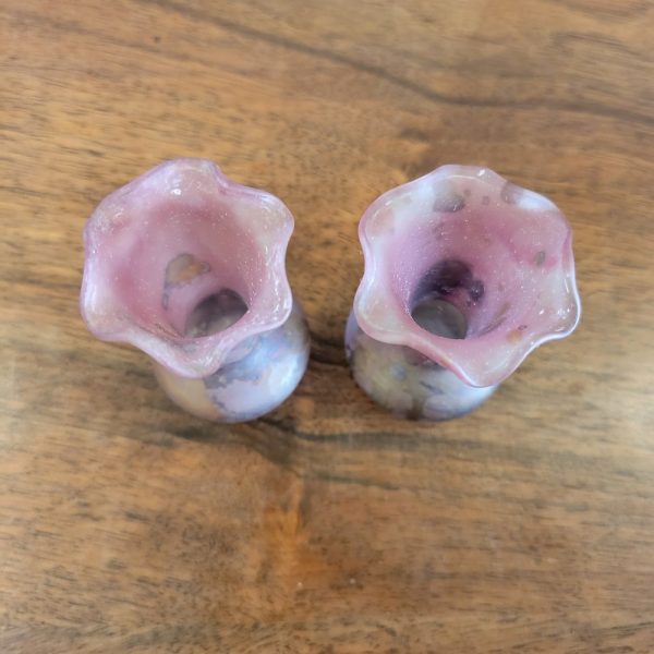 Paire de Vases Miniatures Pâte de Verre mauve