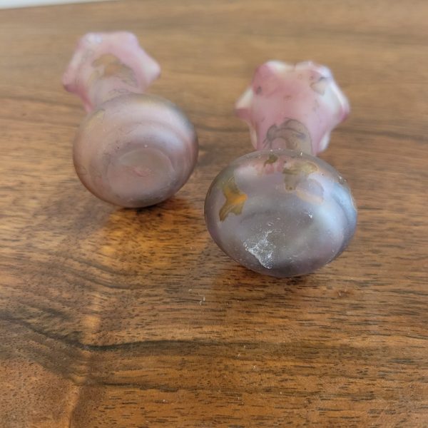 Paire de Vases Miniatures Pâte de Verre mauve