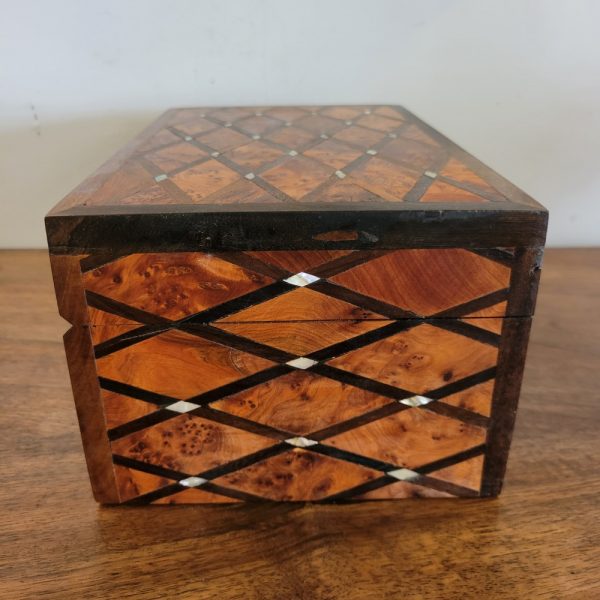 Ancien Coffret, Boîte à Bijoux Loupe de Thuya, Nacre 