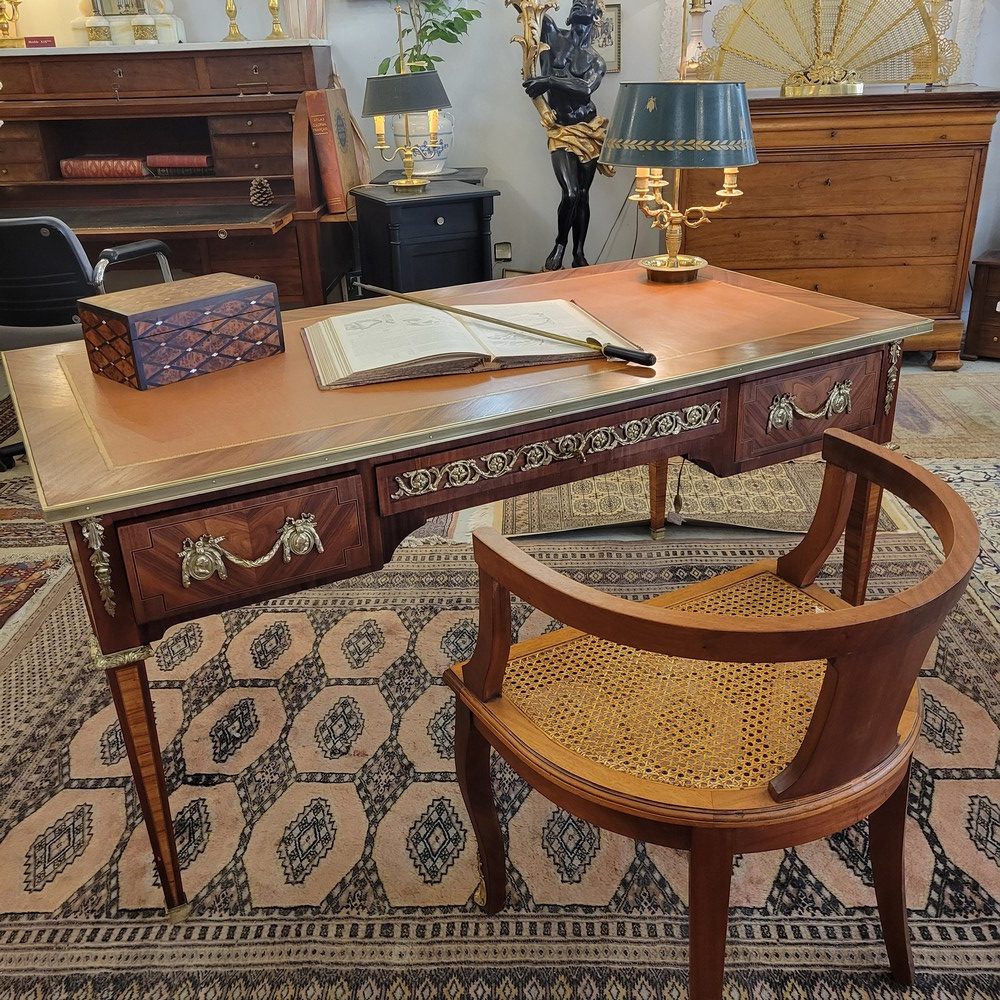 Bureau Double Face Louis XVI Médaillon Louis XVI et Marie-Antoinette
