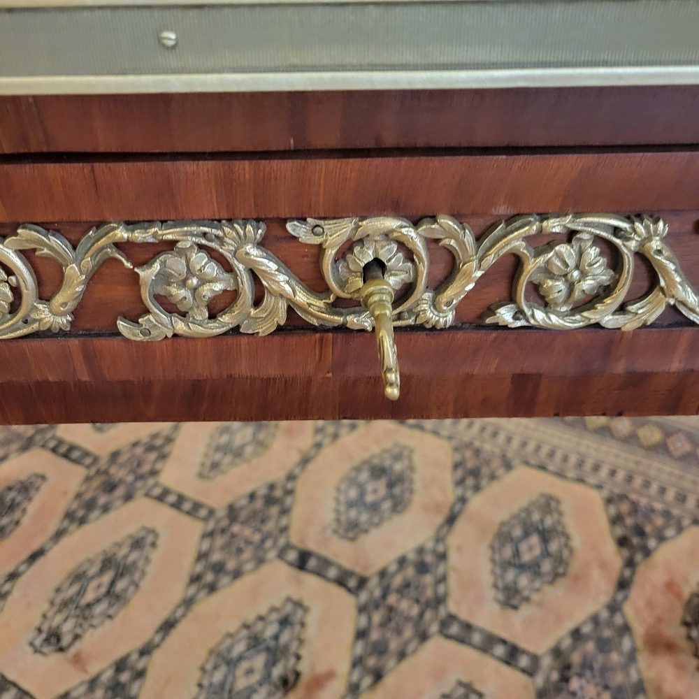 Bureau Double Face Louis XVI Médaillon Louis XVI et Marie-Antoinette