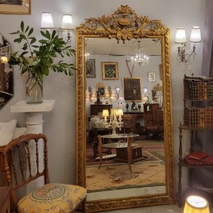 Grand Miroir Napoléon III Bois & Stuc Doré