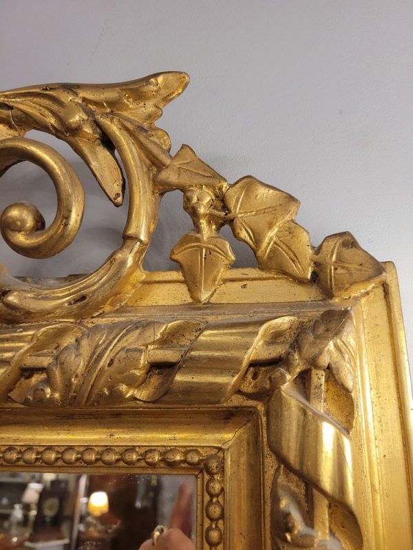 Grand Miroir Napoléon III Bois & Stuc Doré