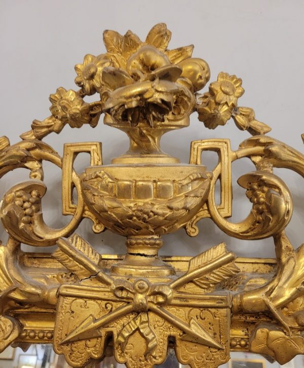 Grand Miroir Napoléon III Bois & Stuc Doré