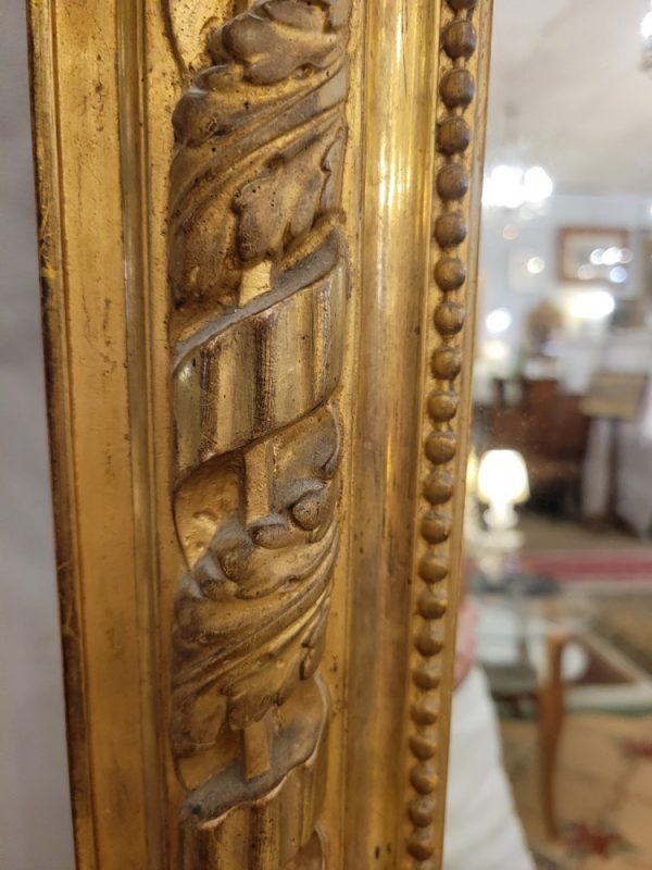 Grand Miroir Napoléon III Bois & Stuc Doré