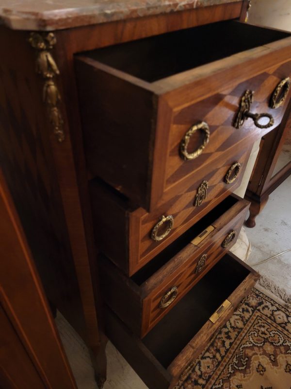 Chiffonnier Bois Marqueté Style Louis XVI