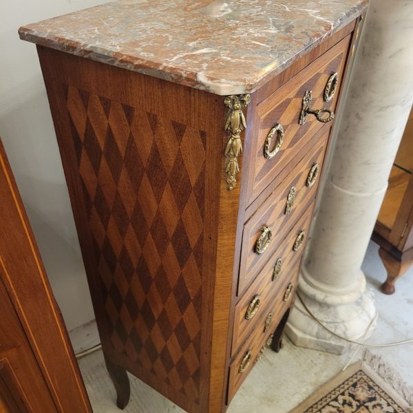 Chiffonnier Bois Marqueté Style Louis XVI