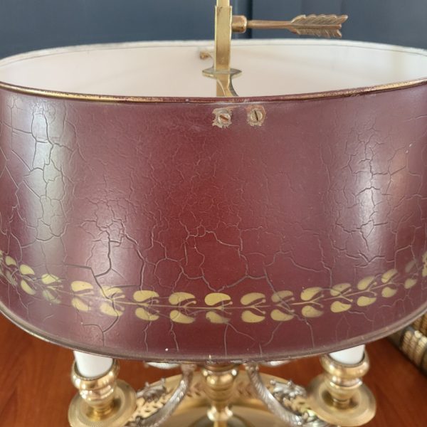 Lampe Bouillotte Style Empire, Abat-Jour Rouge