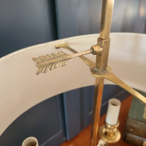 Lampe Bouillotte Style Empire, Abat-Jour Rouge