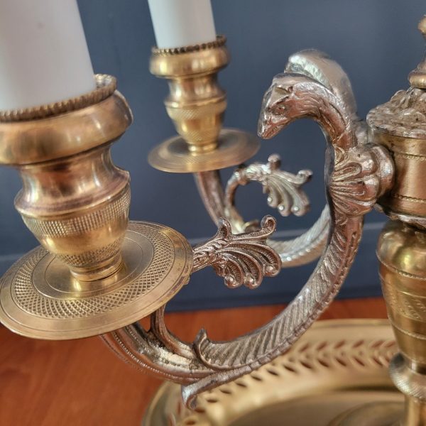 Lampe Bouillotte Style Empire, Abat-Jour Rouge
