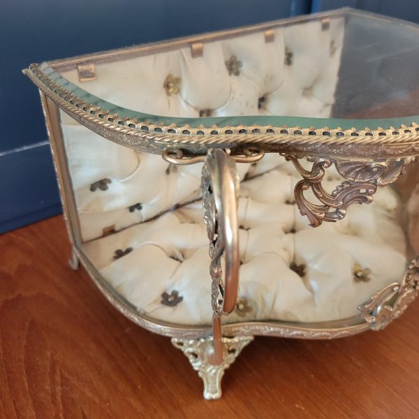 Coffret, Boîte à Bijoux Verre et Laiton Napoléon III