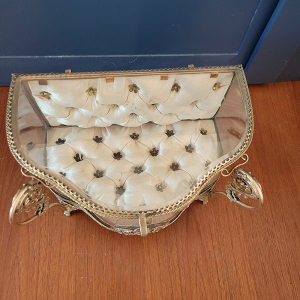 Coffret, Boîte à Bijoux Verre et Laiton Napoléon III