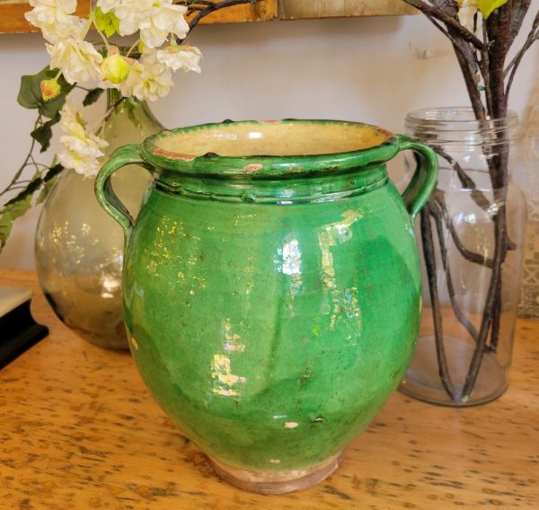 Pot à Graisse Vert Terre Cuite Vernissée Epoque XIXè