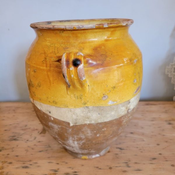 Pot à Graisse Jaune Terre Cuite Vernissée Epoque XIXè