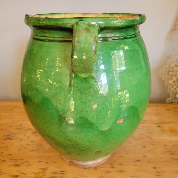 Pot à Graisse Vert Terre Cuite Vernissée Epoque XIXè