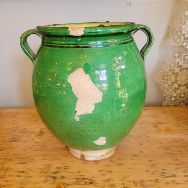 Pot à Graisse Vert Terre Cuite Vernissée Epoque XIXè