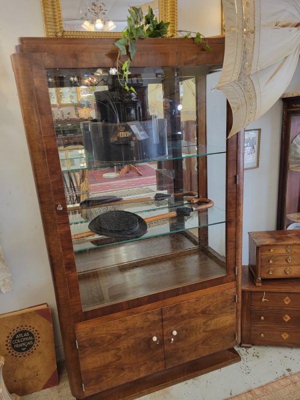 Vitrine Art-Déco  Acajou, Fond Miroir