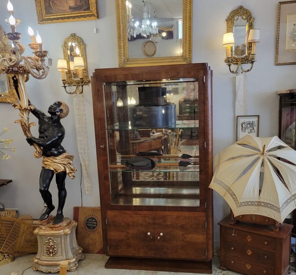 Vitrine Art-Déco  Acajou, Fond Miroir