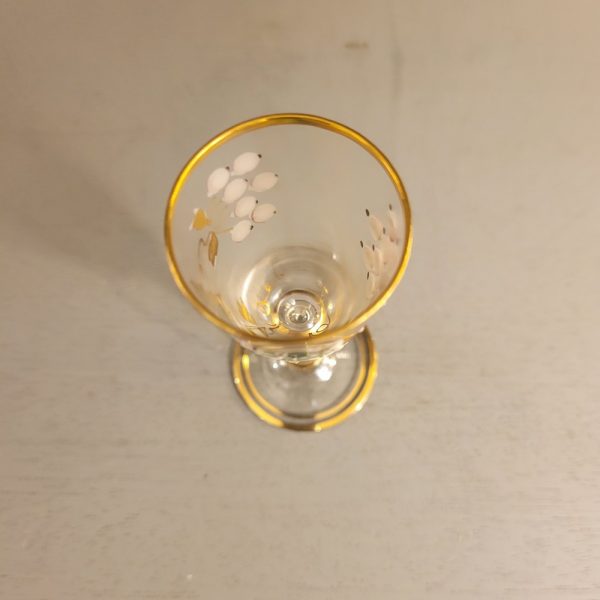 Verre à Liqueur Verre Soufflé et Emaillé Décor de Vigne, époque Fin XIXè