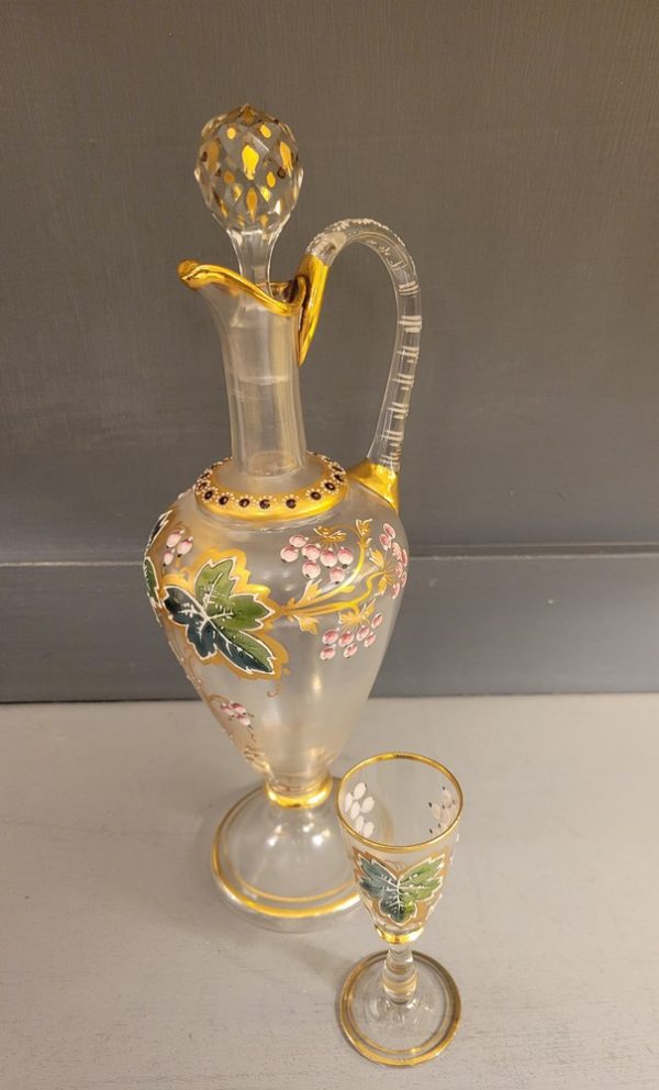 Carafe à Liqueur Verre Soufflé et Emaillé