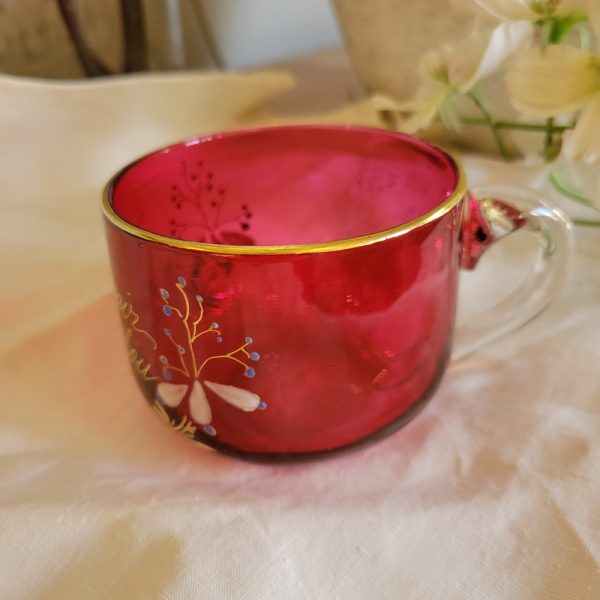 Ancien Verre de cure émaillé, Souvenir de Lamalou